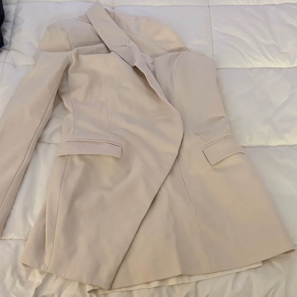 Elegant Cream Women's Blazer Dress